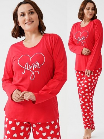 Amor - dámské pyžamo se srdíčky nadměrné